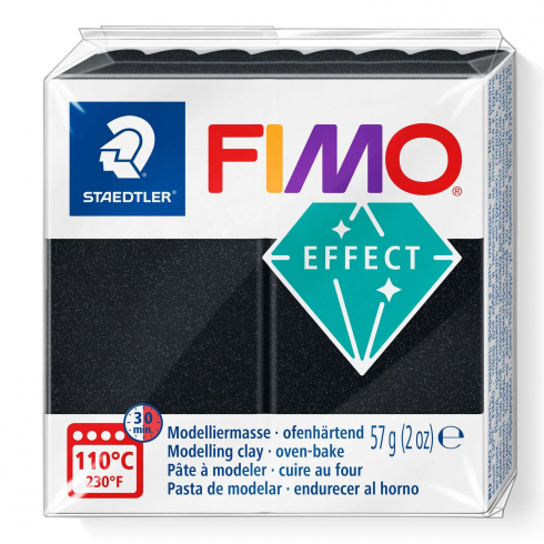 Fimo Effect Knete - Pearlfarbe schwarz, Modelliermasse 56g